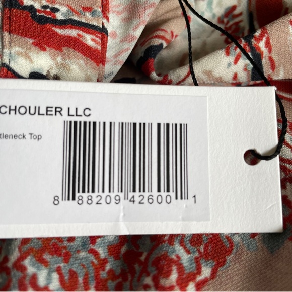 PROENZA Schouler NWT Swirl Print Jersey Turtleneck Top in Red Multi M - Picture 10 of 16